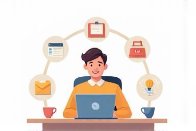 Illustration of an entrepreneur effectively managing tasks