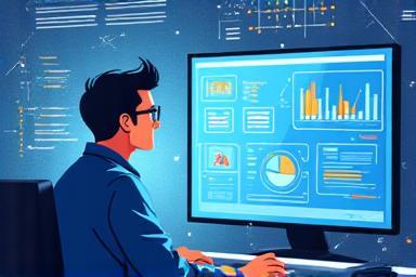 Illustration of a technical professional working with data and visuals